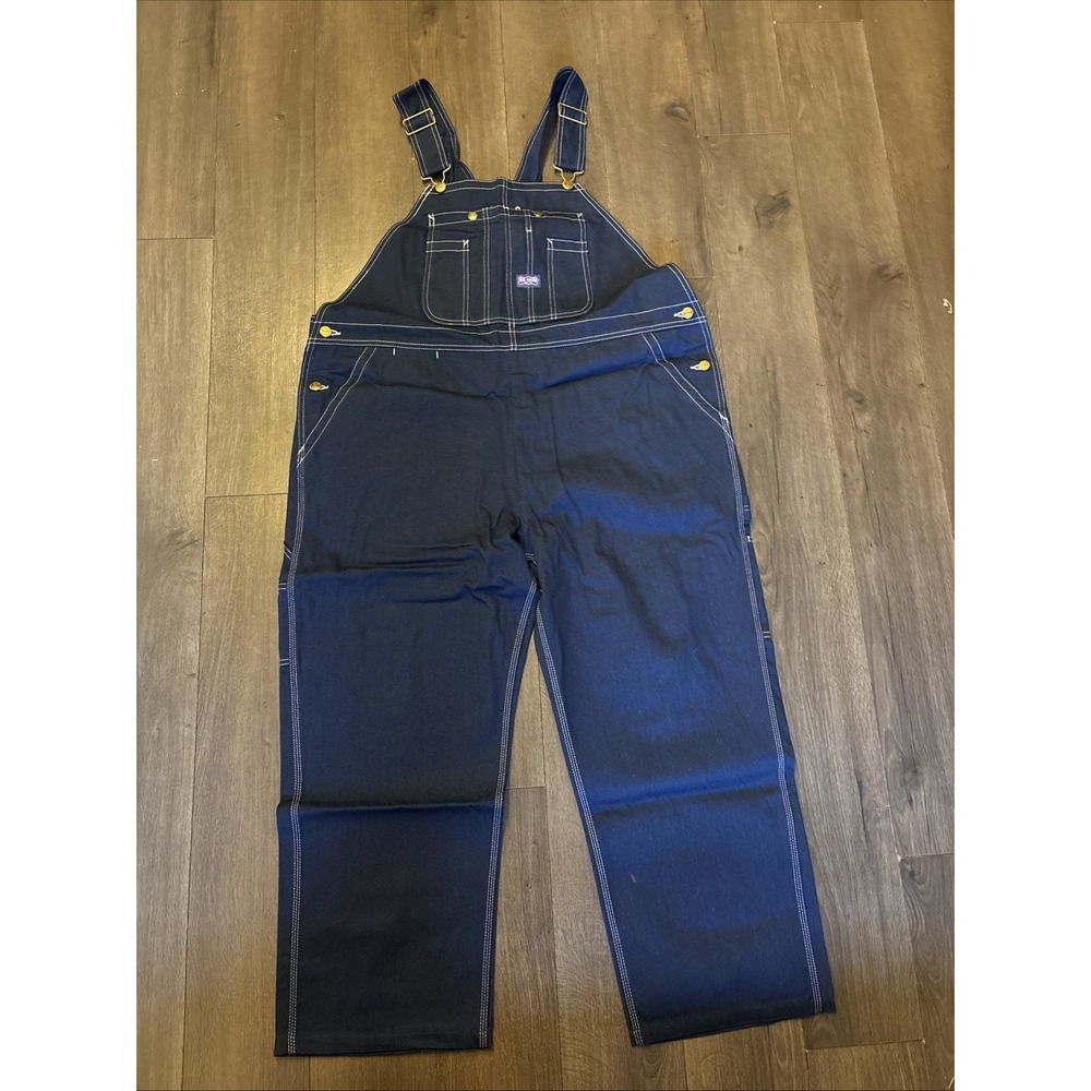 Big Smith Overalls Mens 44x28 Workwear Cotton Denim Dark Wash Bibs Carpenter NOS